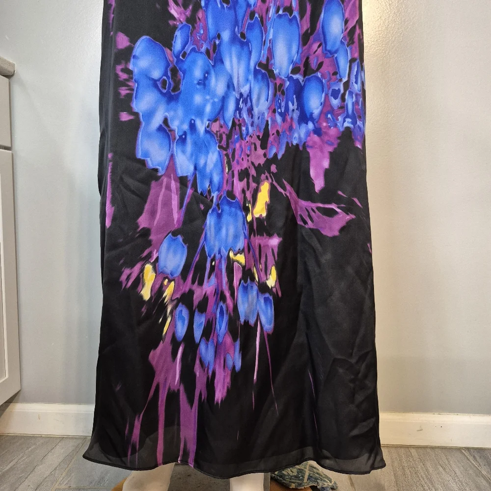 bebe Denora Bloom Silk Iris Tie Halter Silk Dress NWT - Picture 4 of 14